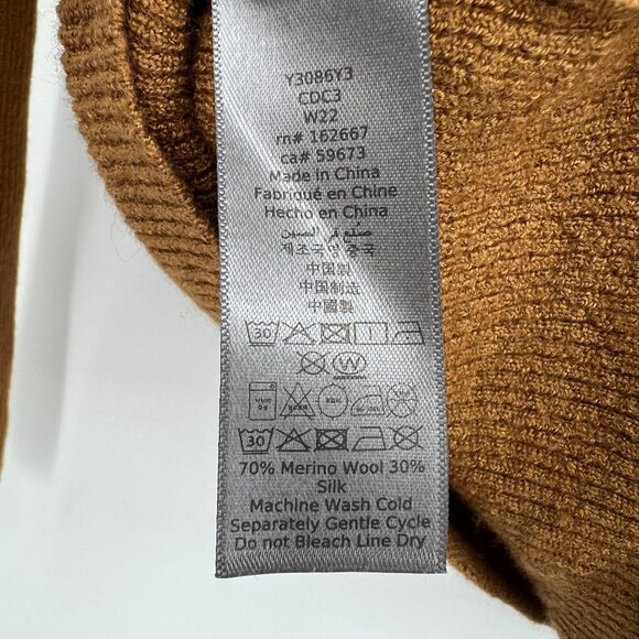 John Varvatos Womens Merino Wool Silk Blend Ribbed Knit Sweater Brown Size Mediu - Picture 10 of 11